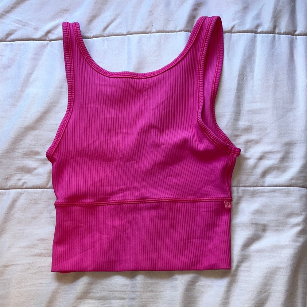 Lululemon Athletica Power Pivot Vibrant Pink Ribbed Tank Top